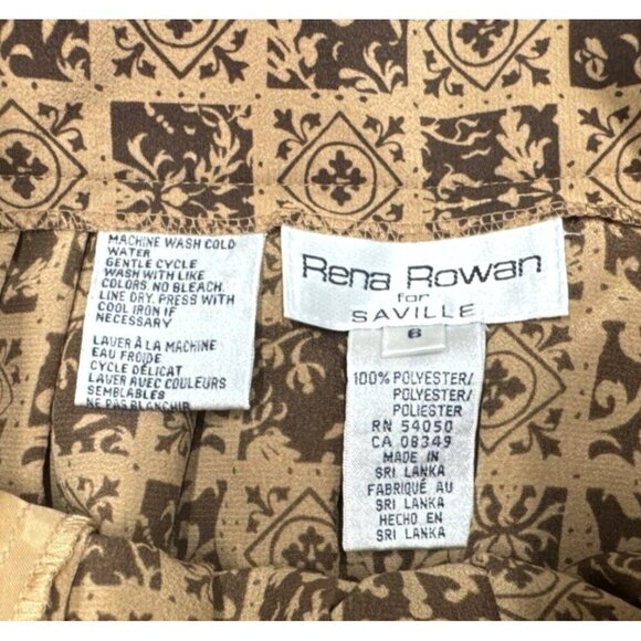 Rena Rowan Skirt 2 Piece Set Womens 10 Tan Button Blouse Pleated Pockets 90s NWT - Picture 9 of 12